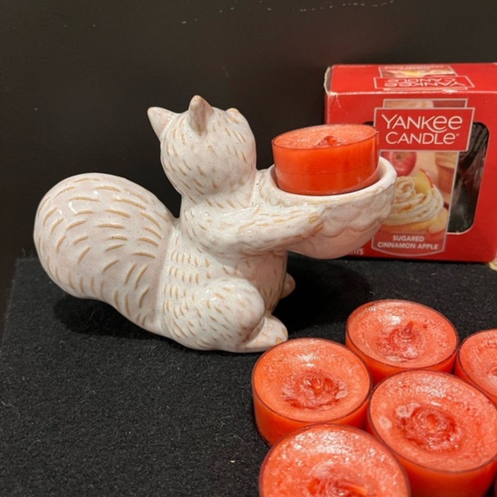 Ceramic Squirrel holder with Sugared Cinnamon Apple tea lights. - Picture 4 of 11